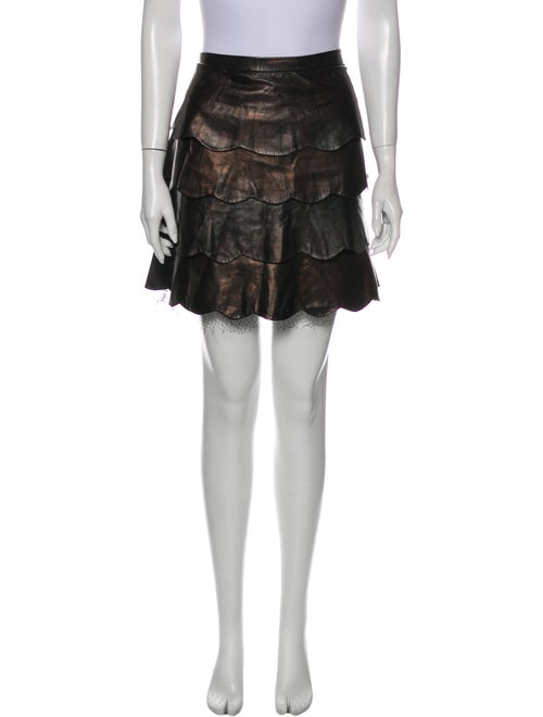 Valentino Leather Mini Skirt Metallic