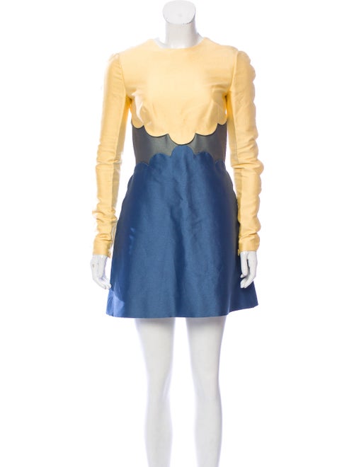 Valentino Scalloped Mini Dress Yellow