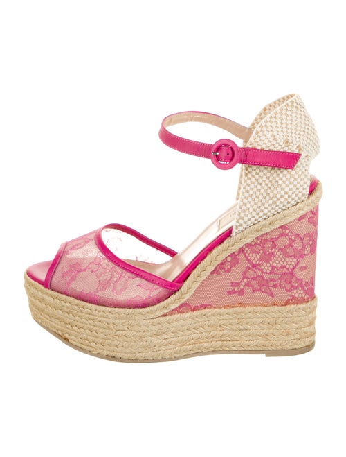 Valentino Lace Pattern Espadrilles Pink