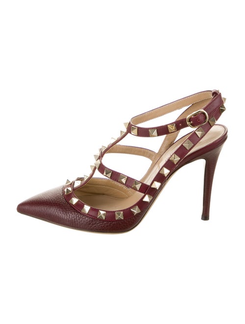 Valentino Rockstud Accents Leather T-Strap Pumps R