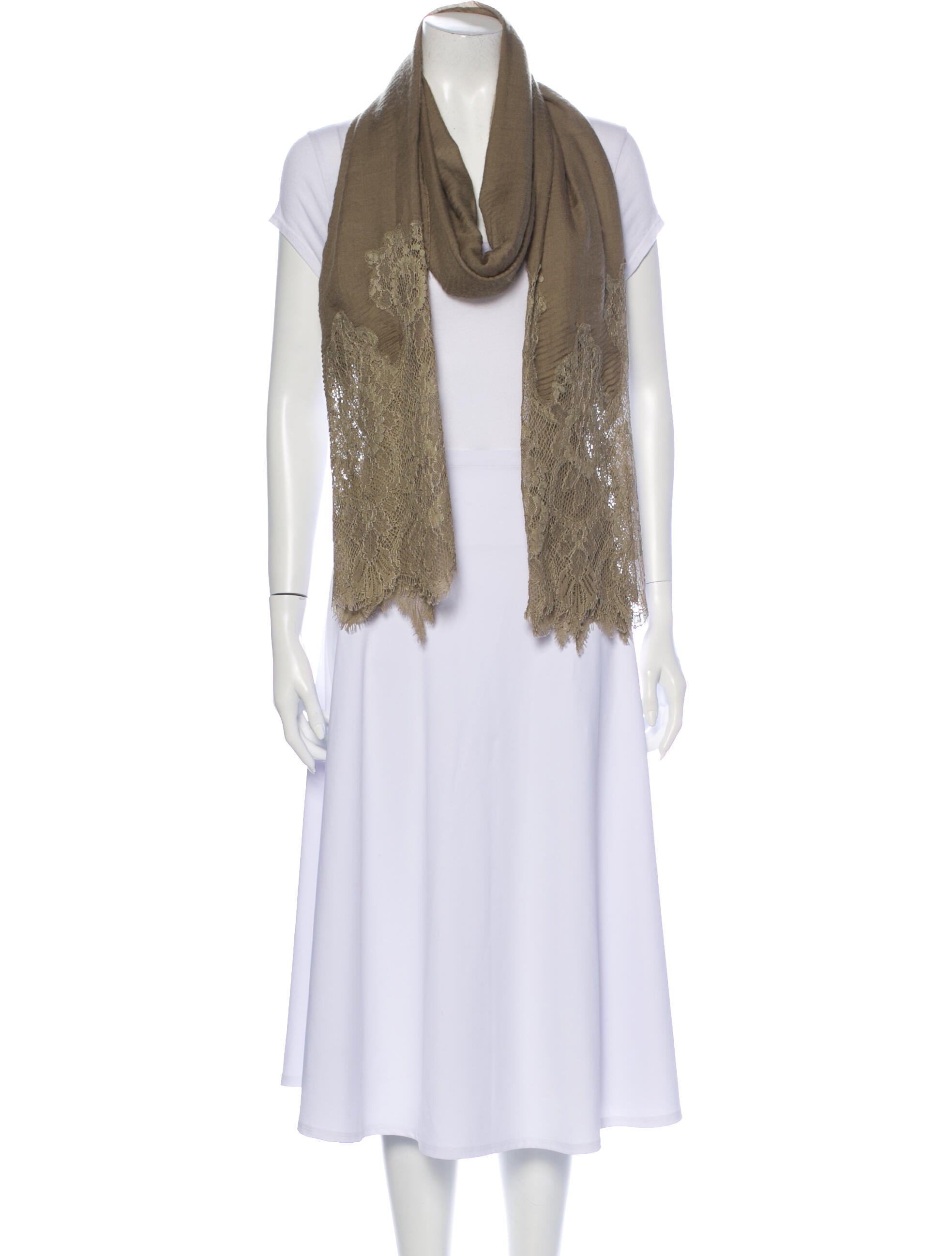 Valentino Cashmere Lace Pattern Scarf Accessories VAL191539 The