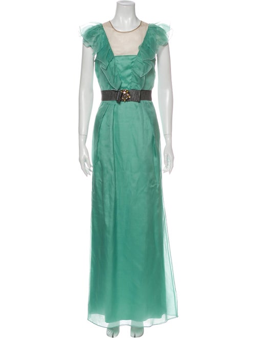 Valentino Silk Long Dress Green