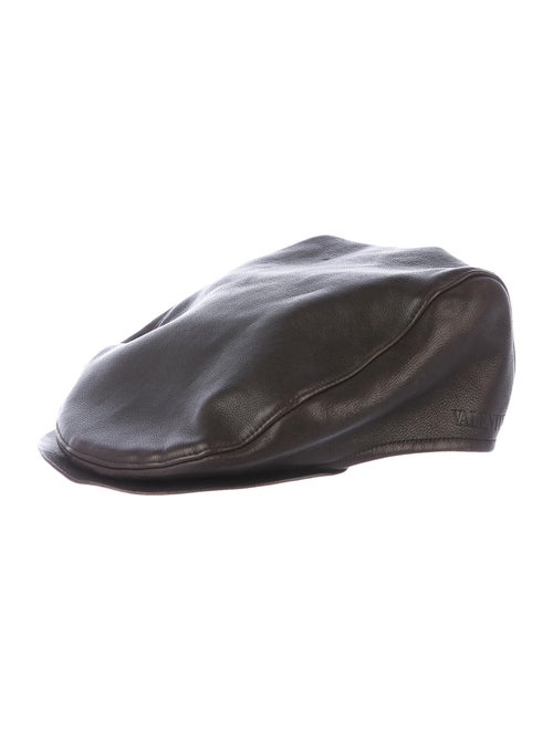 Valentino Leather Newsboy Hat brown