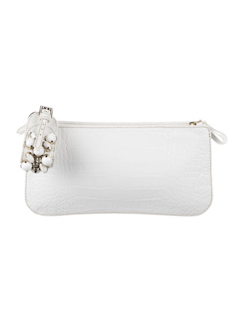Valentino Embossed Leather Clutch Metallic