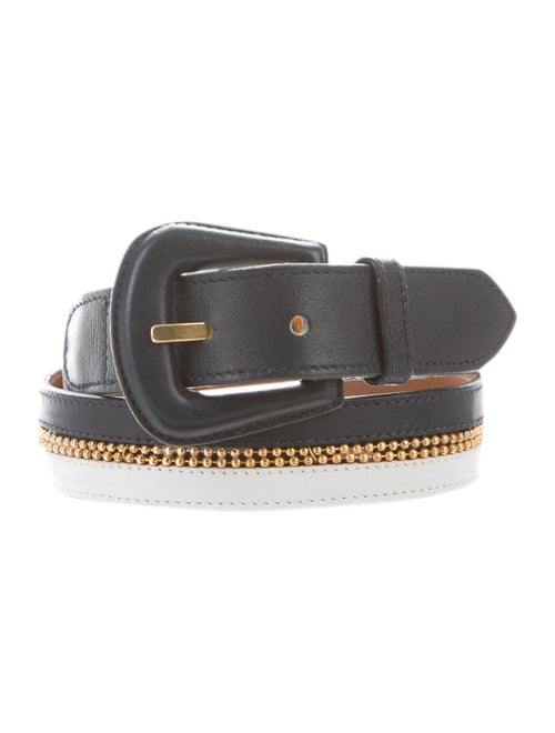 Valentino Embellished Leather Belt Navy