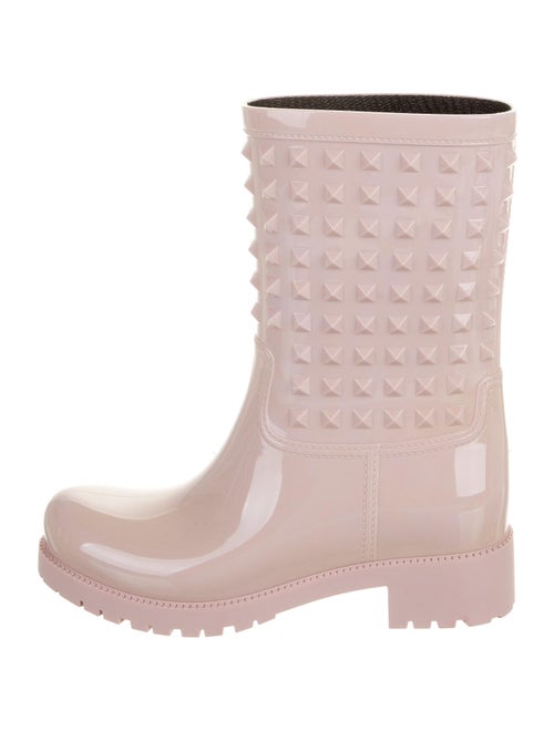 Valentino Rockstud Accents Rubber Rain Boots Pink