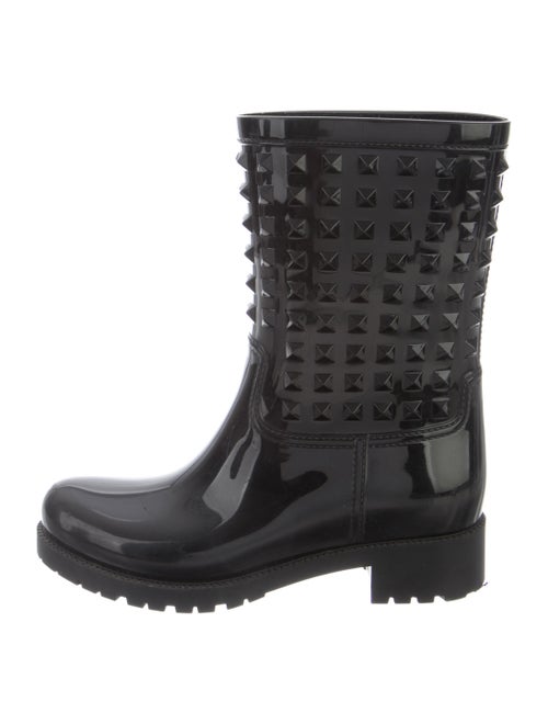 Valentino Rain Rockstud Accents Rain Boots Black