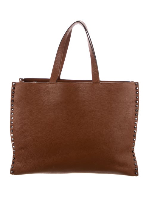 Valentino Leather Rockstud Tote Brown