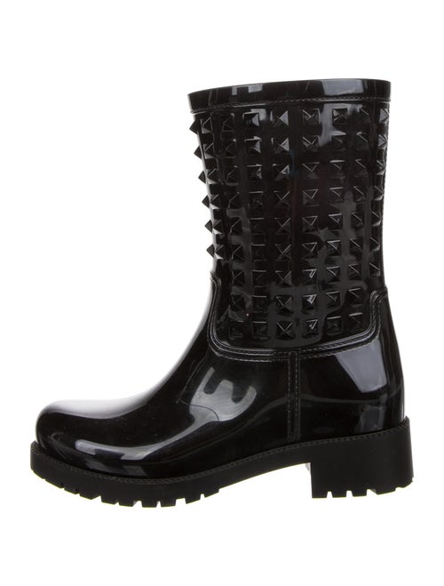 Valentino Rockstud Accents Rubber Rain Boots Black