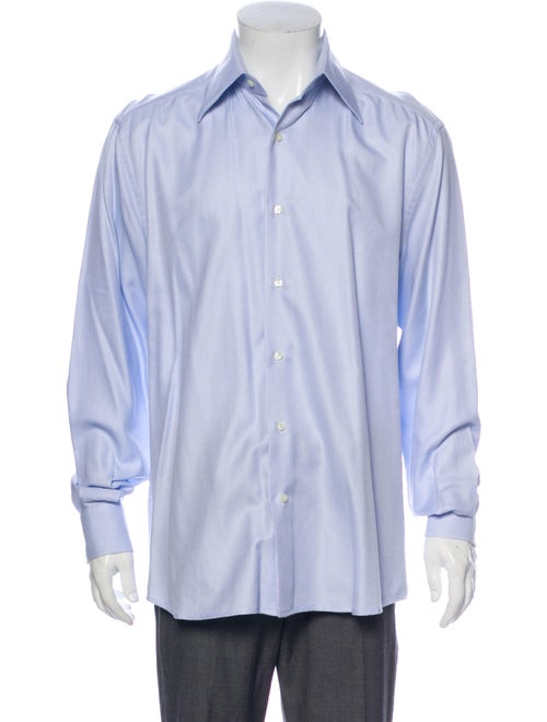 Valentino Vintage Patterned Dress Shirt Blue