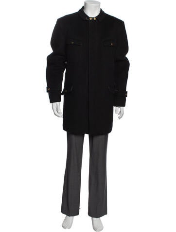 Valentino Outerwear Vintage Uomo Leather Trim Overcoat Us40, It50 | L