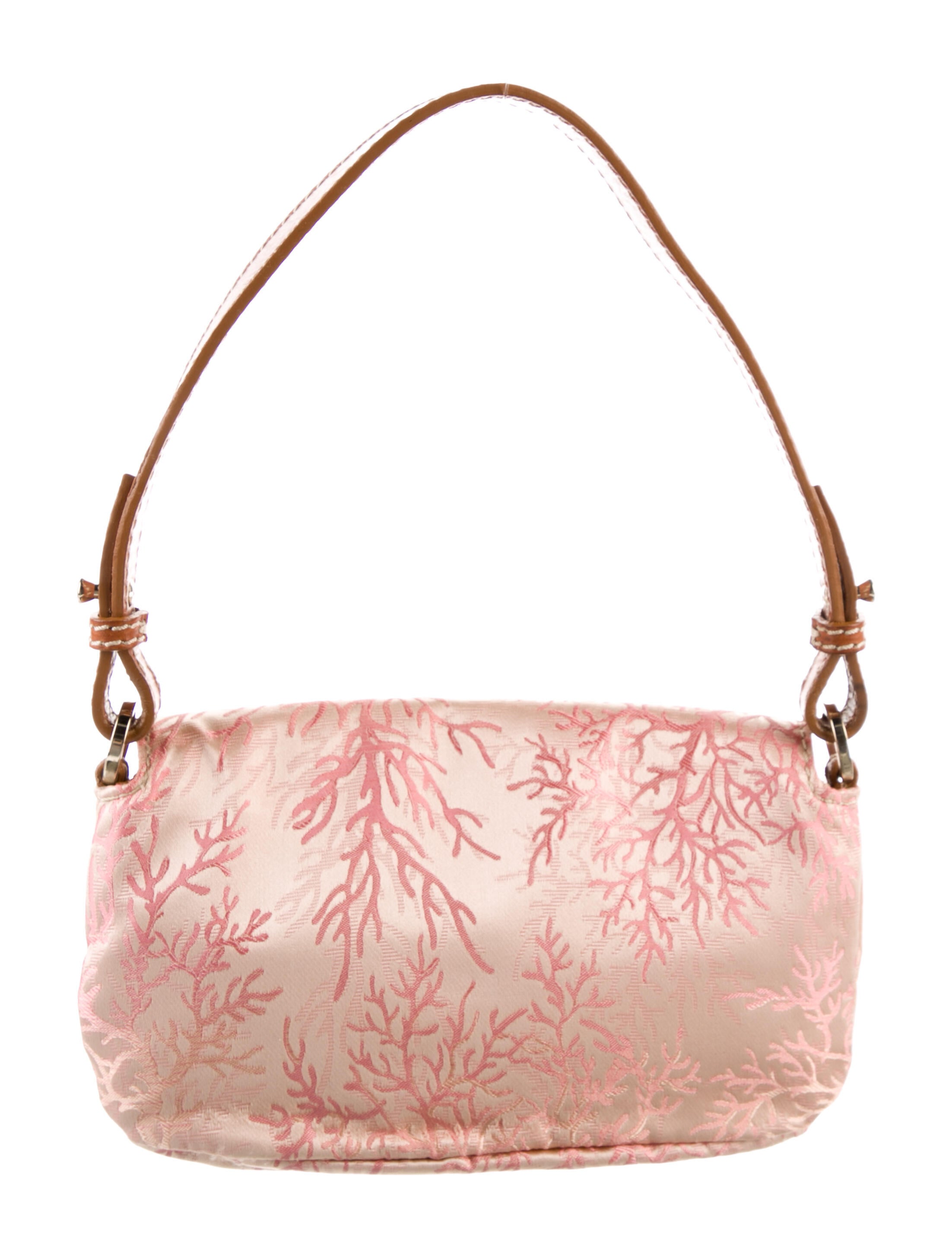 Valentino Vintage Jacquard V-Logo Shoulder Bag - Pink Handle Bags
