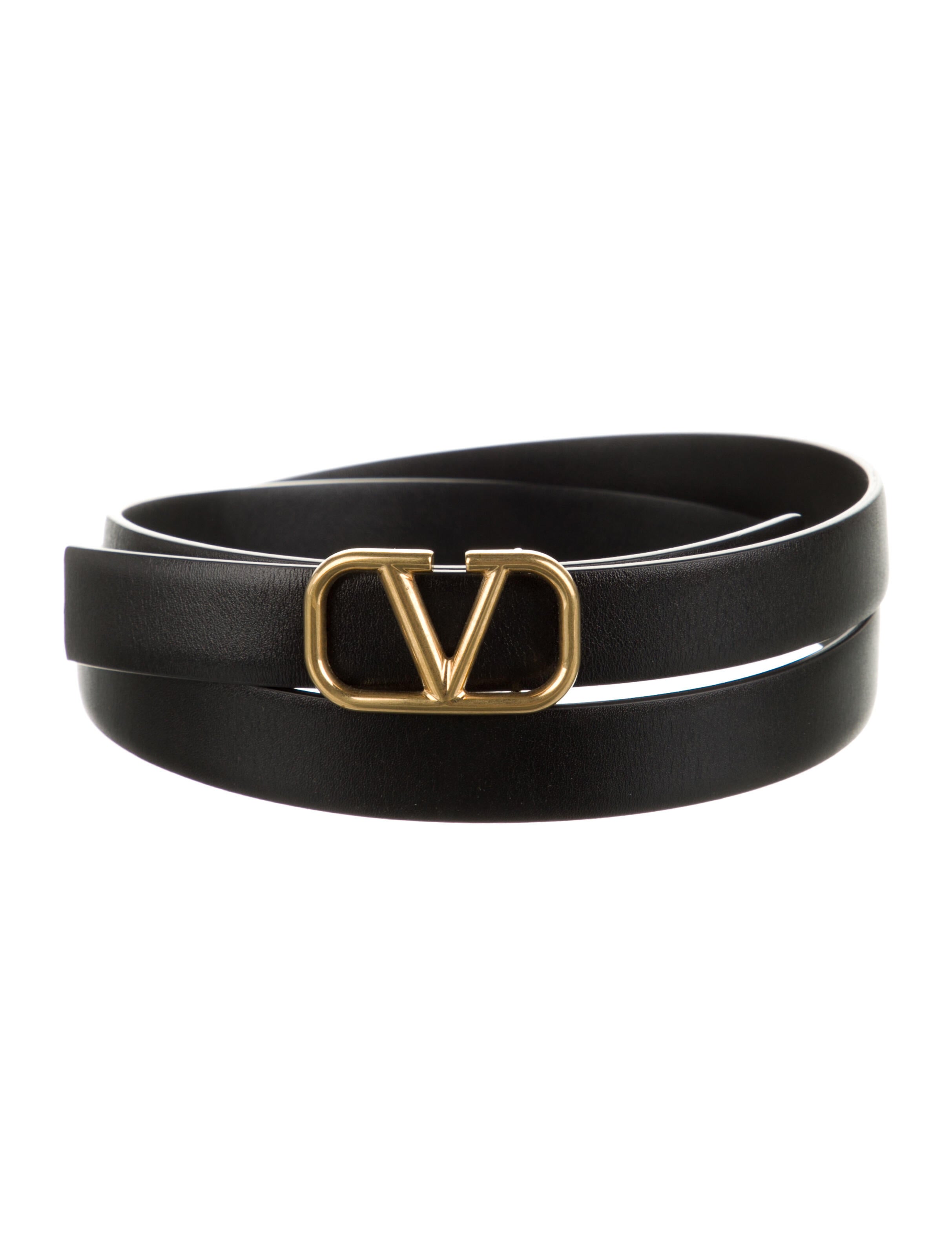 Valentino Skinny Leather Belt - Black 