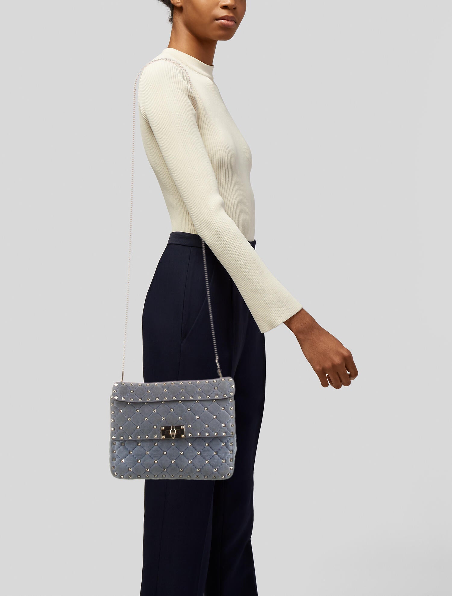 Valentino Rockstud Spike Crossbody Bag Blue Crossbody Bags, Handbags