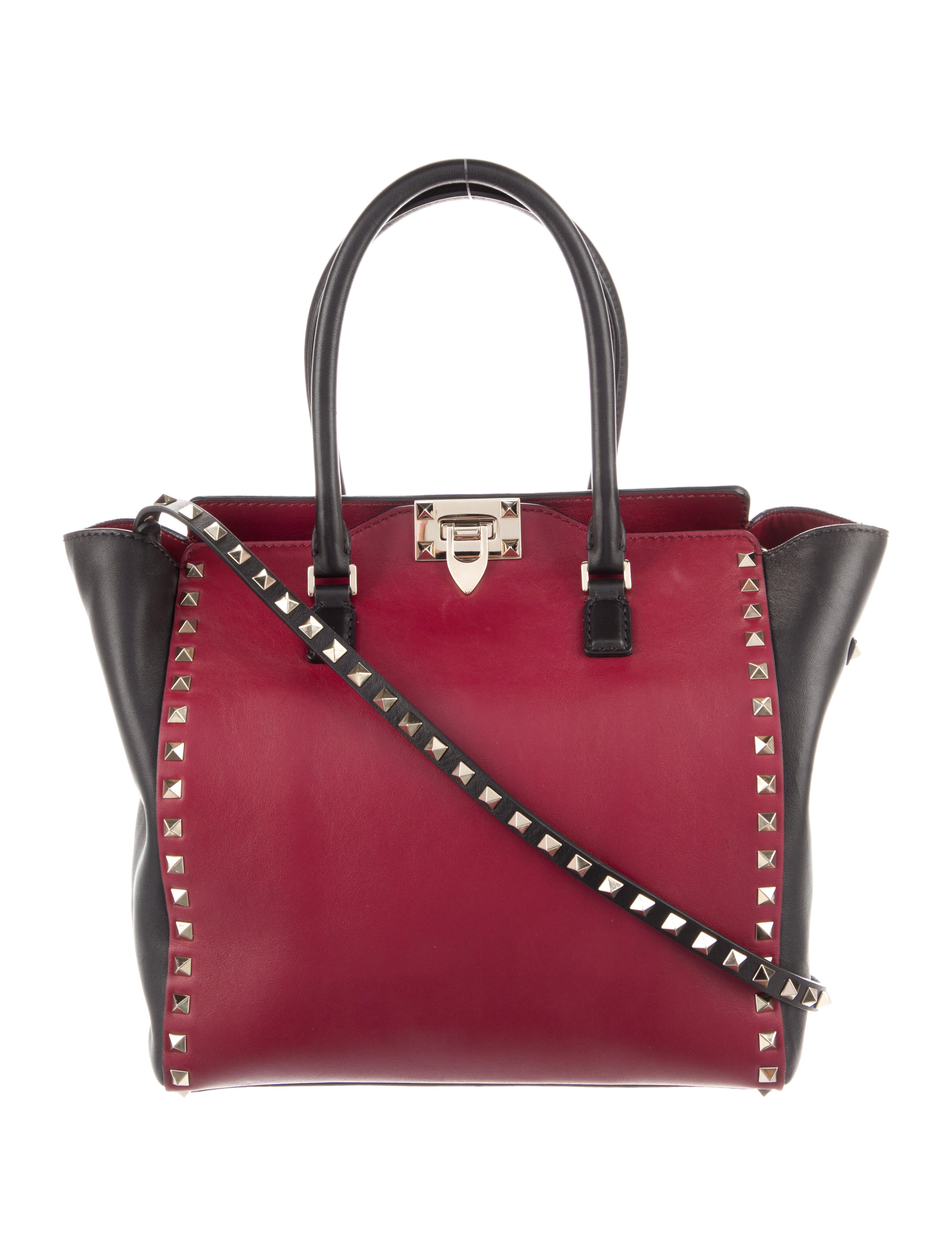 Valentino Leather Rockstud Medium Shopper Tote Bag Red Totes, Handbags VAL298610 The RealReal