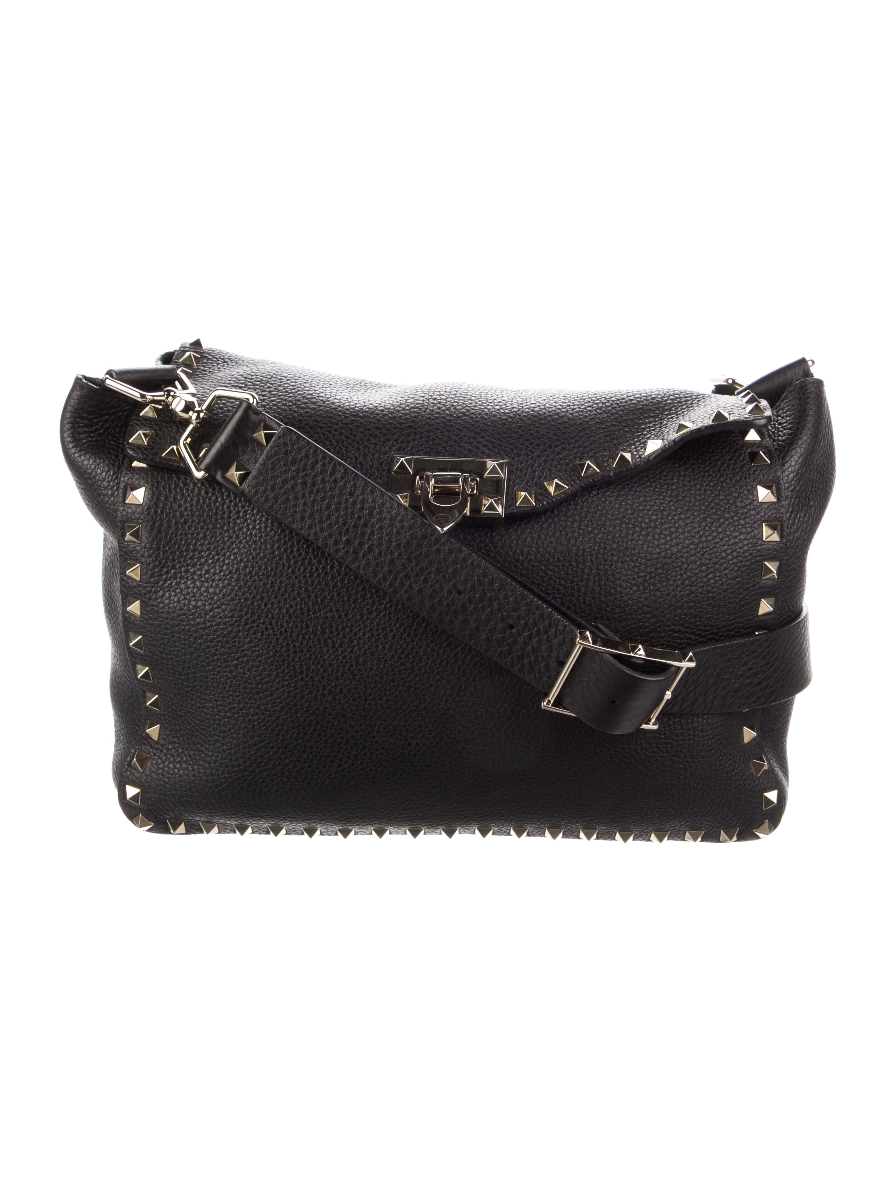 Valentino Beaded Leather Glam Lock Crossbody Black Crossbody Bags