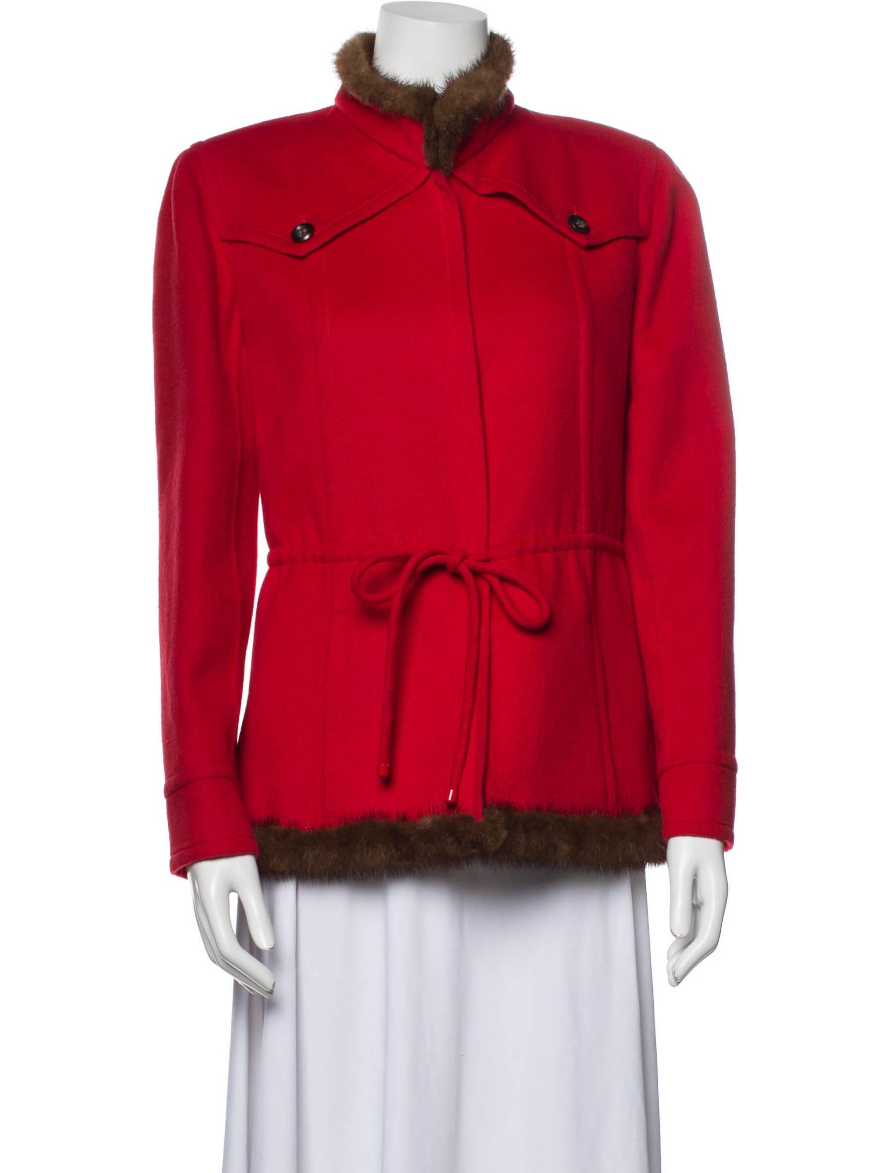 VTG 80s VALENTINO RED BLAZER FITTED GOLD BUTTON JACKET SIZE M-L 12 14 16