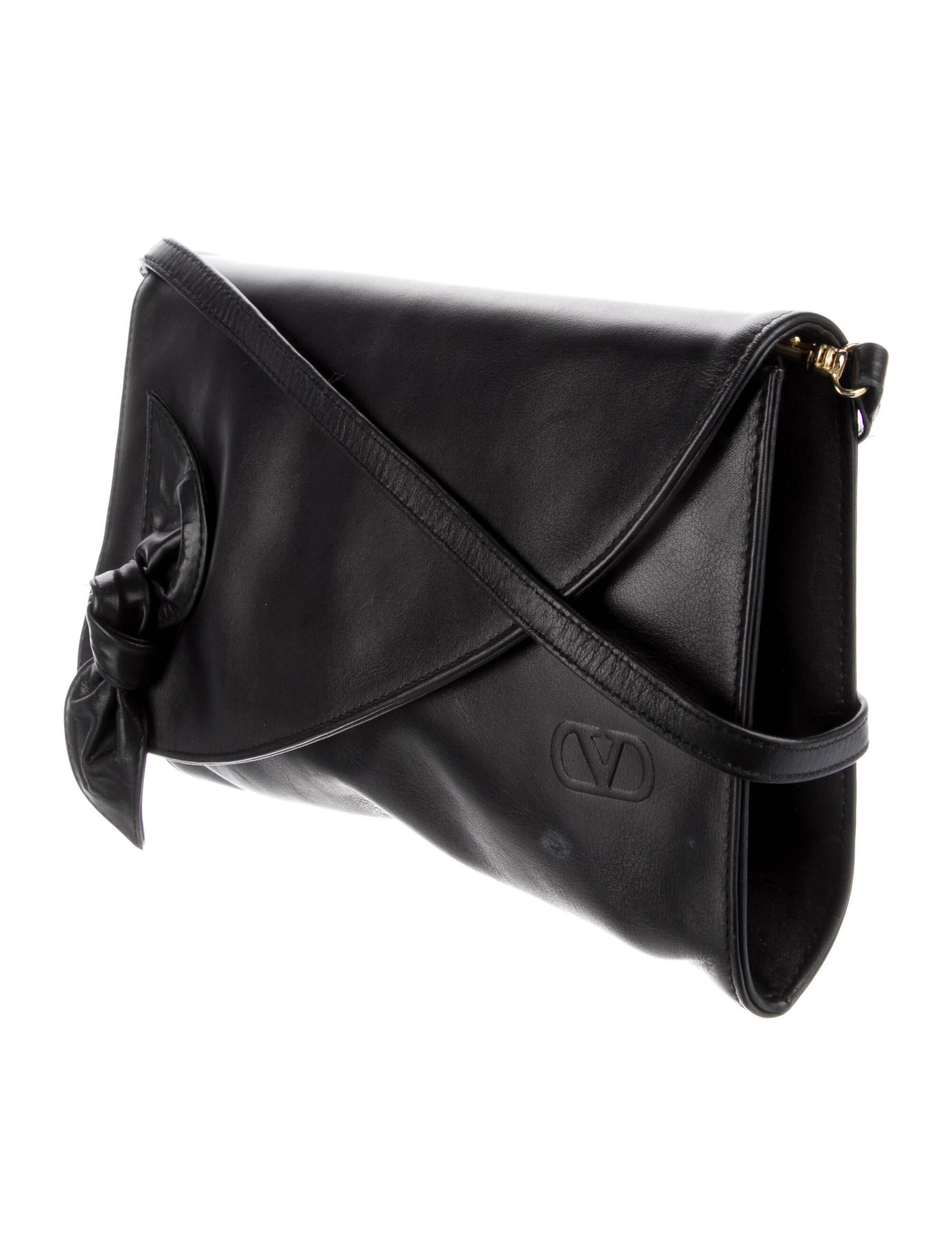Valentino Vintage Leather Crossbody Bag Black Crossbody Bags
