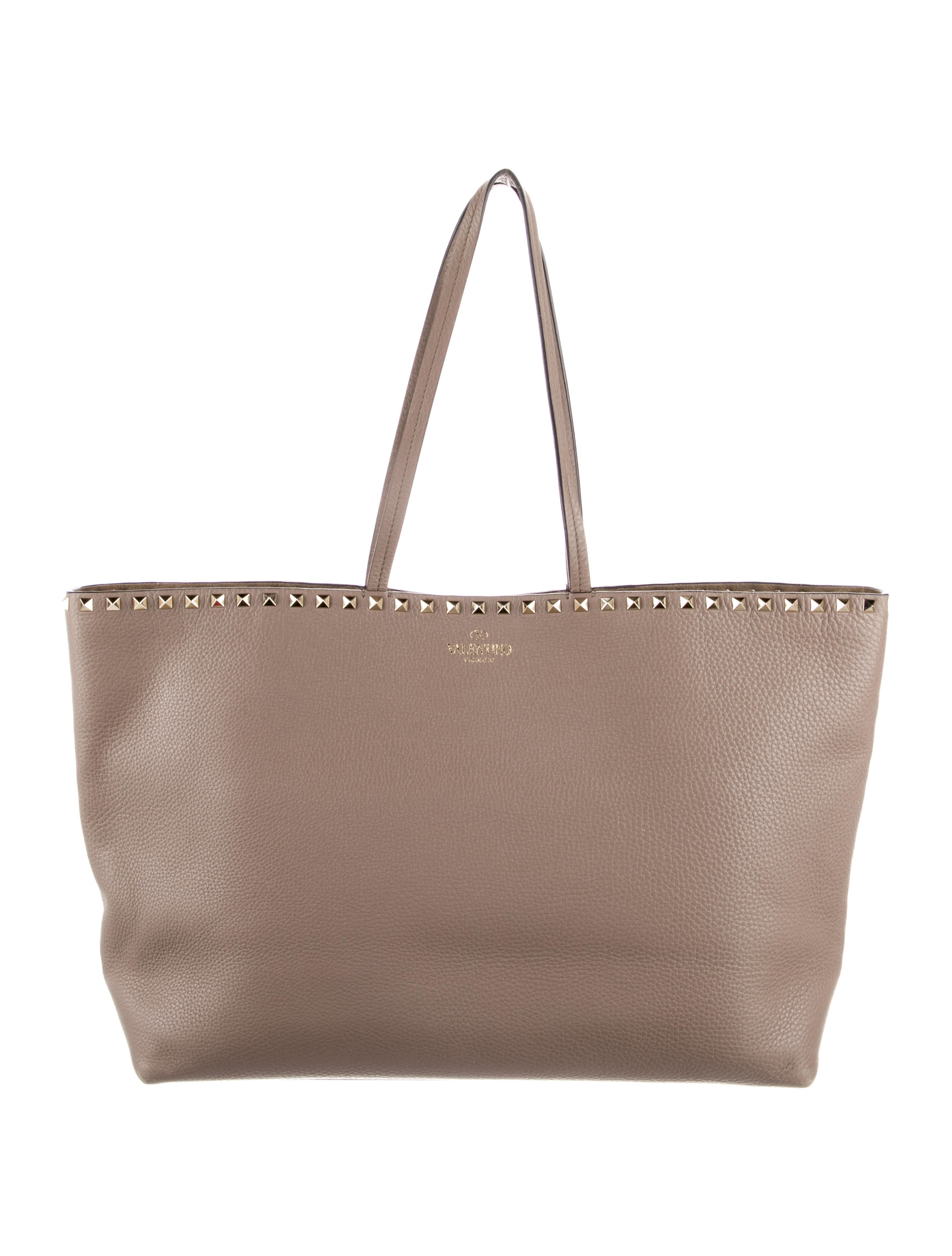 Valentino Leather Rockstud Tote Neutrals Totes, Handbags VAL301180 The RealReal