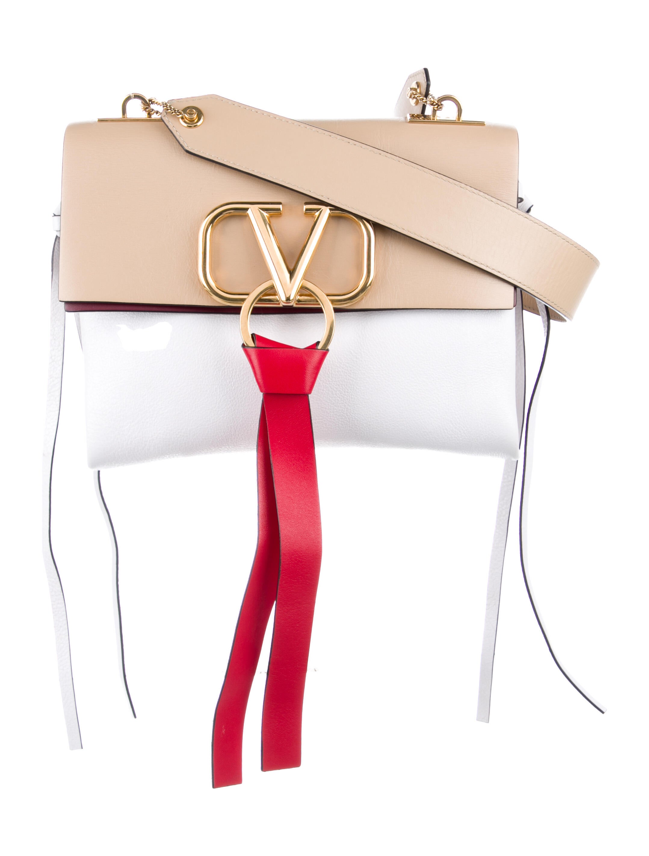 Valentino Rockstud Leather Crossbody Bag White Shoulder Bags