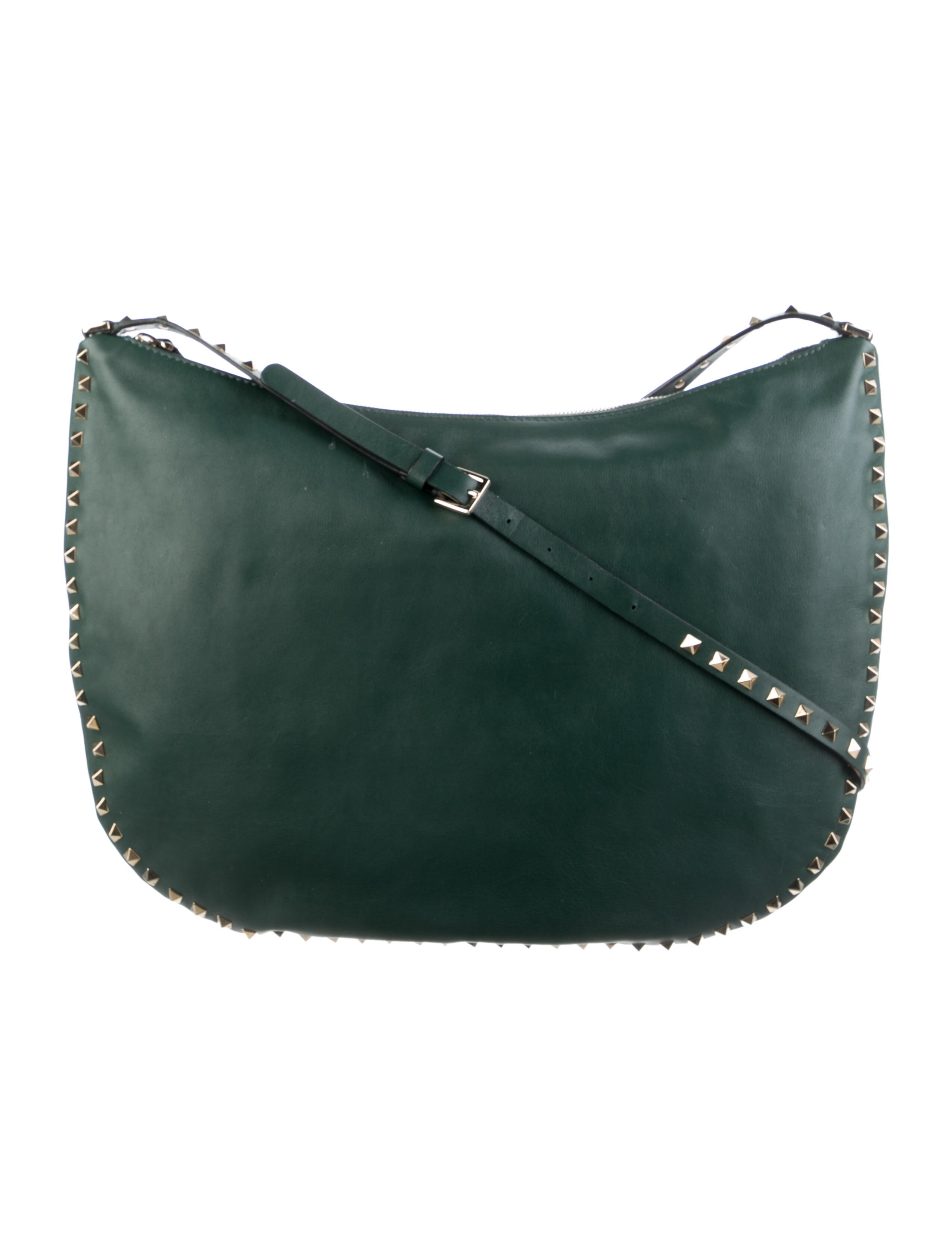 Valentino Leather Rockstud Crossbody Bag Green Crossbody Bags