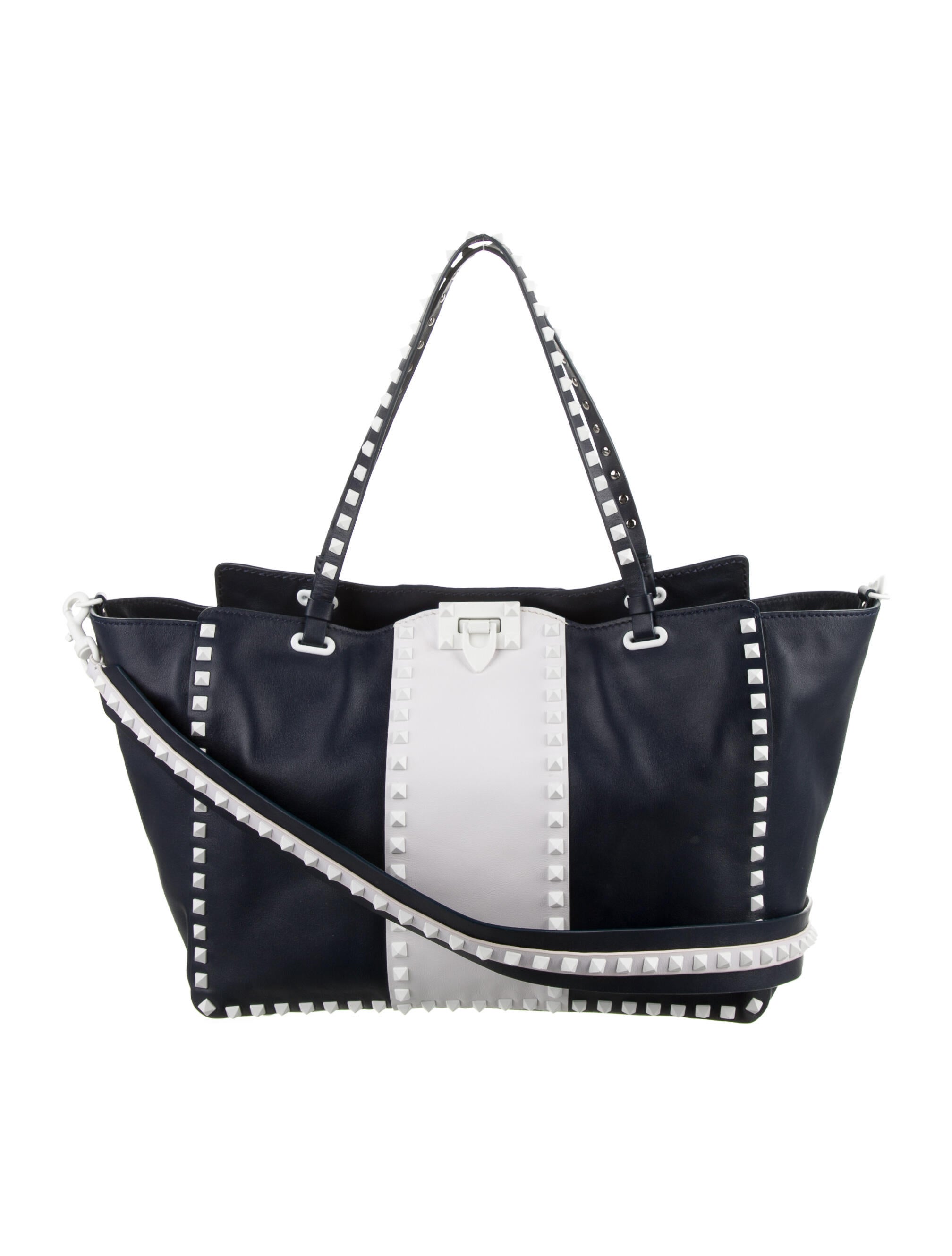 Valentino Leather Rockstud Tote Bag Blue Totes, Handbags VAL310509 The RealReal