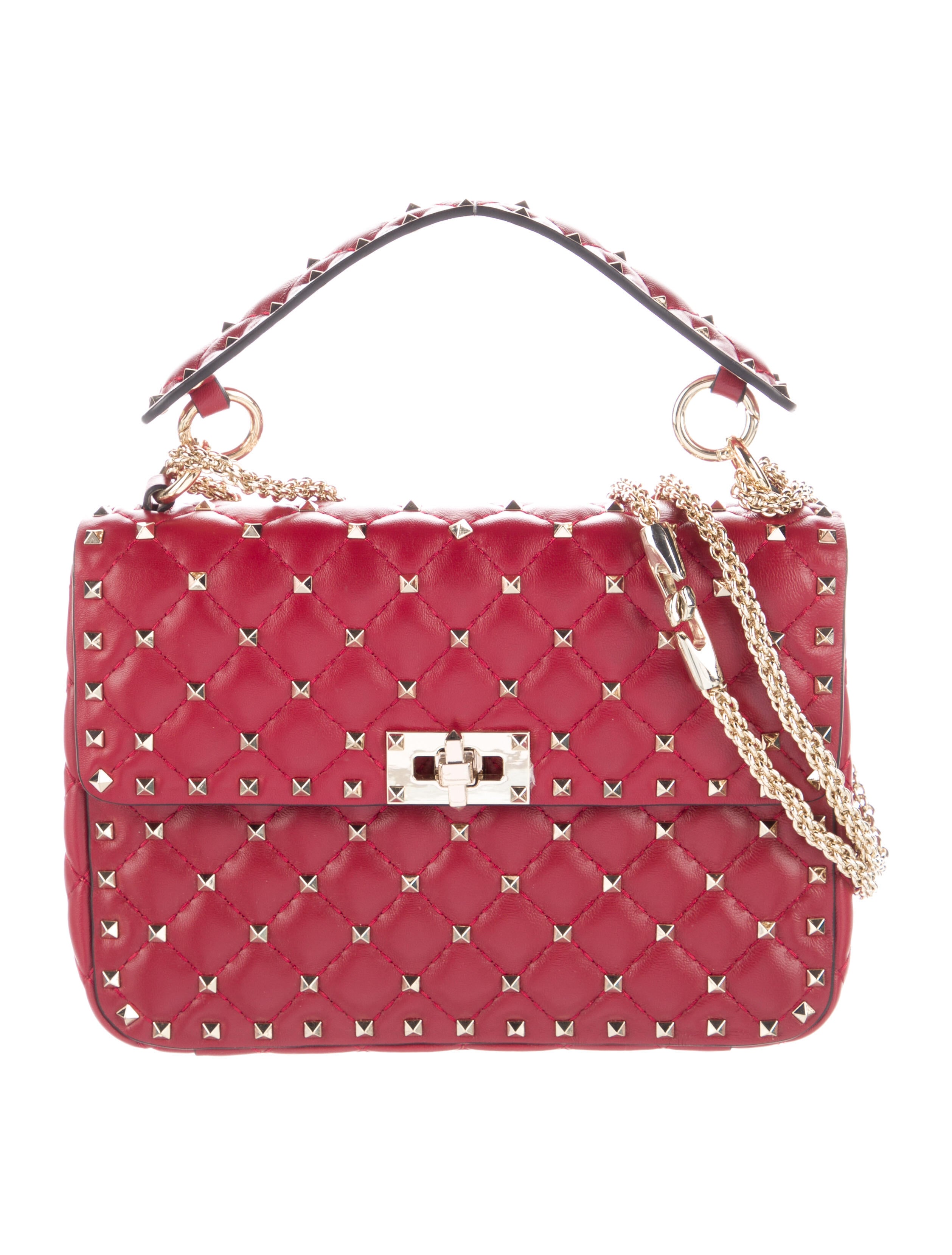 Valentino Leather Rockstud Spike Crossbody Bag Red Shoulder Bags