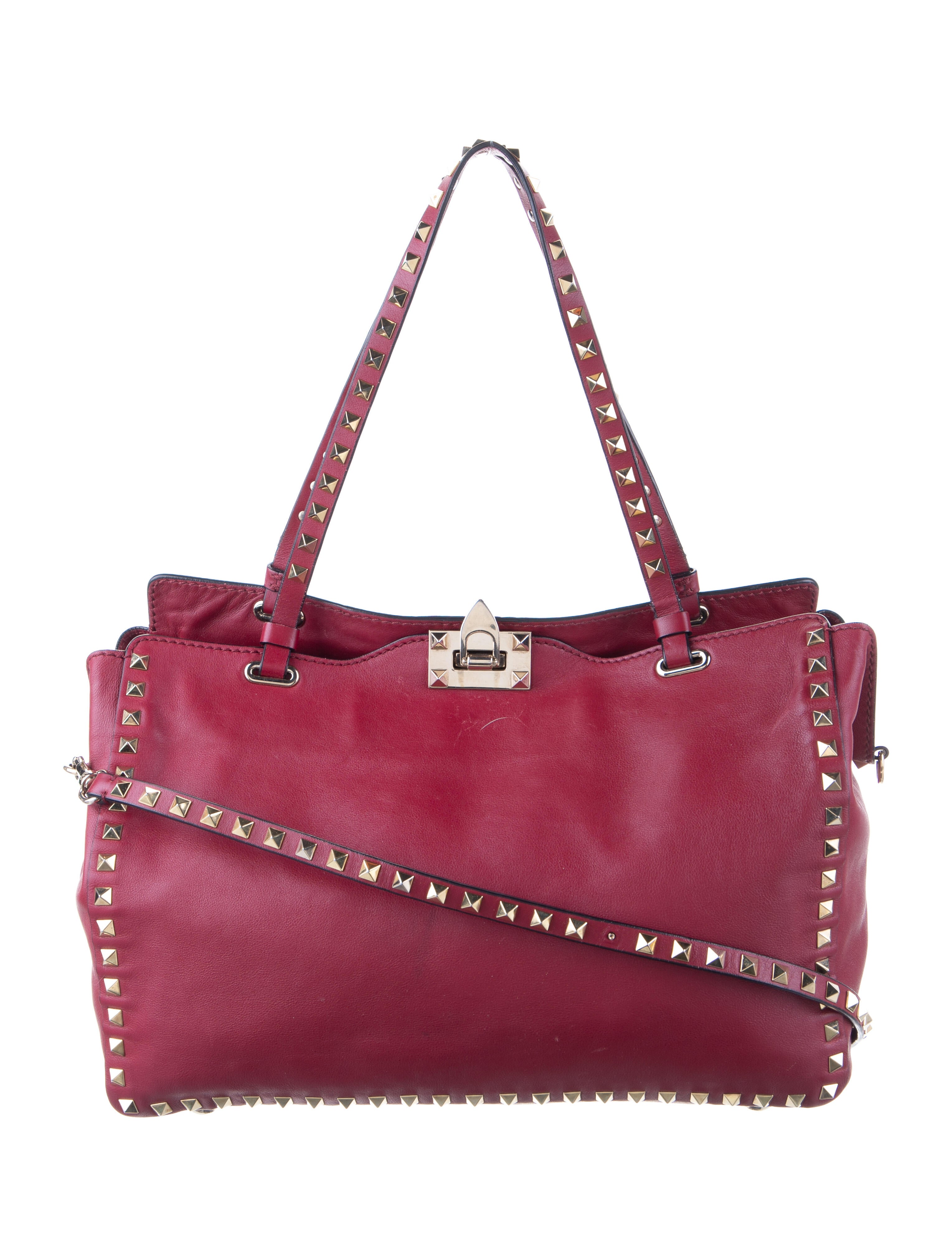 Valentino Rockstud DoubleHandle Tote Red Totes, Handbags VAL40490