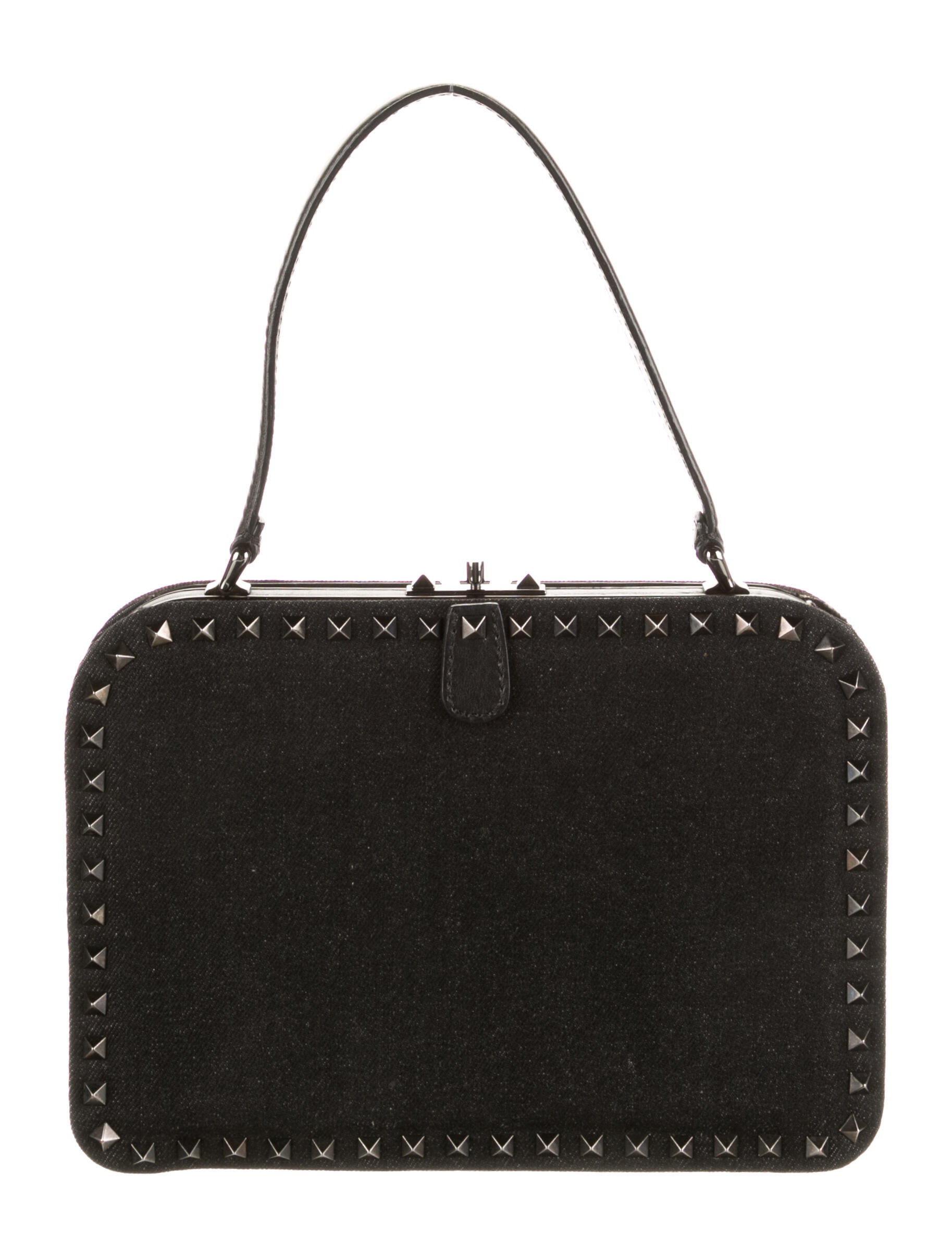 Valentino Denim Rockstud Handle Bag Black Handle Bags, Handbags