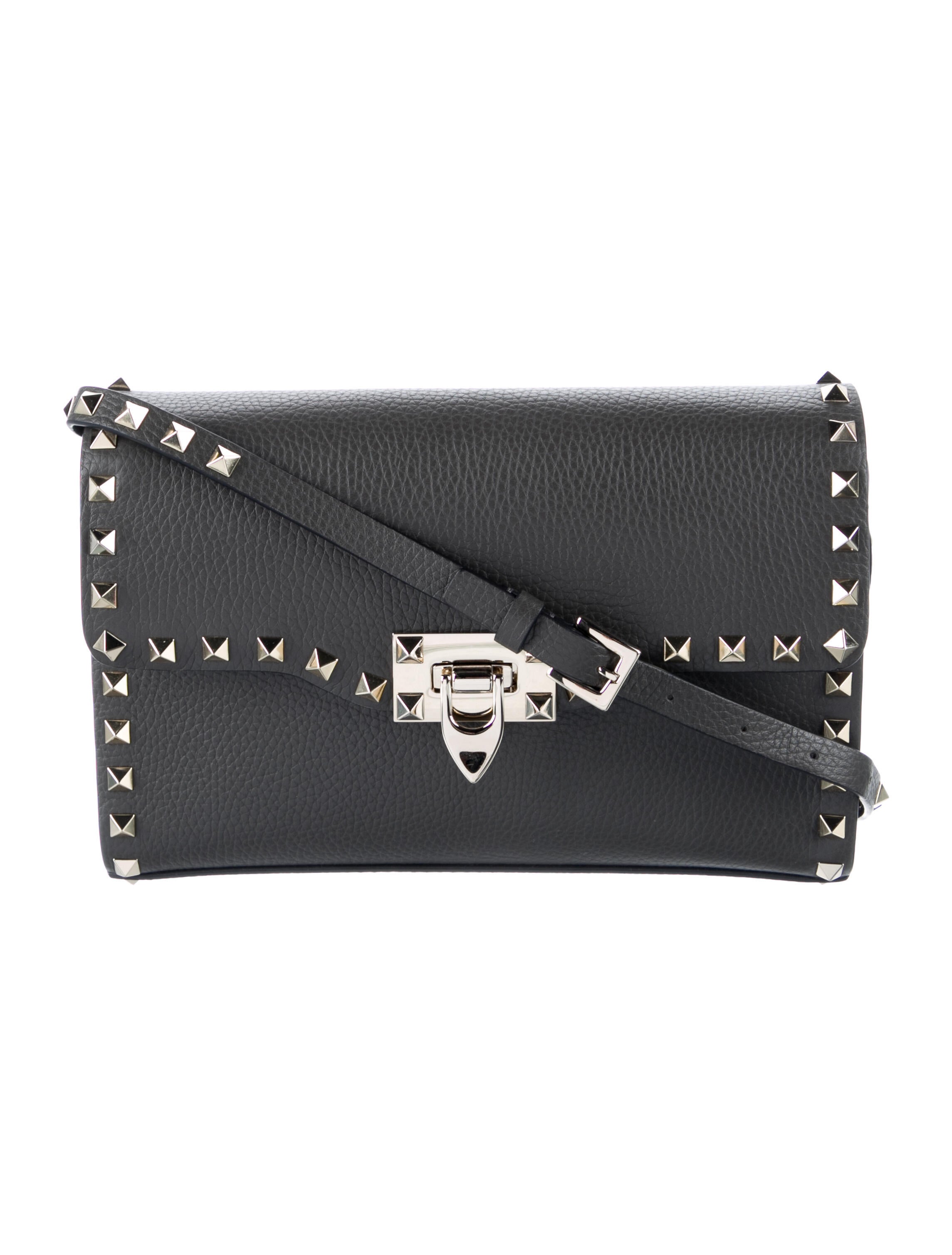 Valentino Rockstud Leather Crossbody Bag Grey Crossbody Bags, Handbags VAL336248 The RealReal