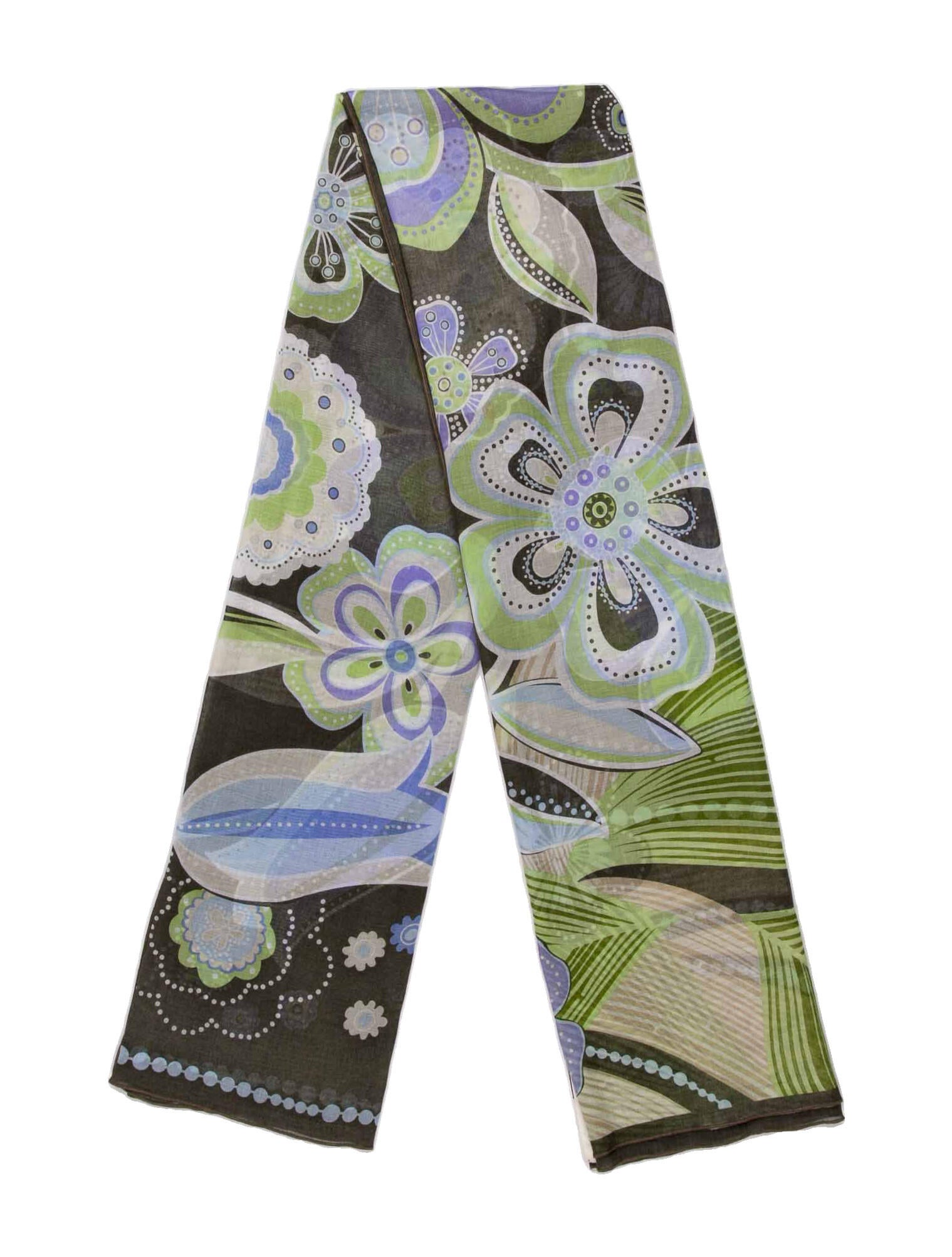 Valentino Abstract Print Scarf Green Scarves and Shawls, Accessories