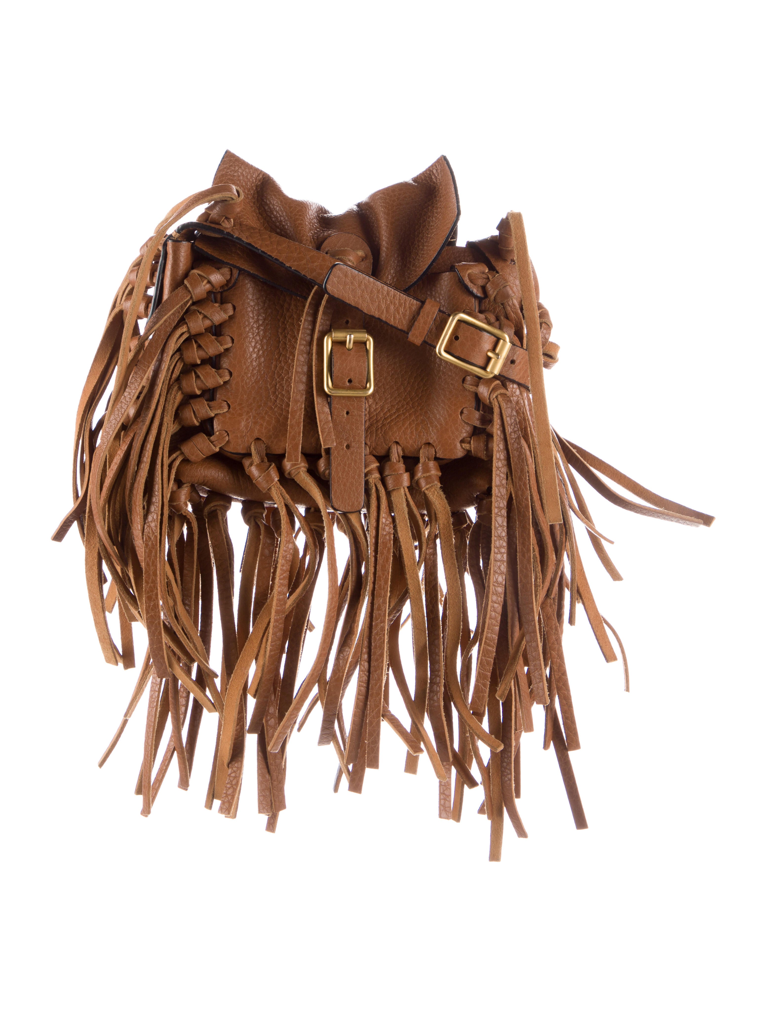Valentino Leather Fringe Shoulder Bag Brown Shoulder Bags, Handbags