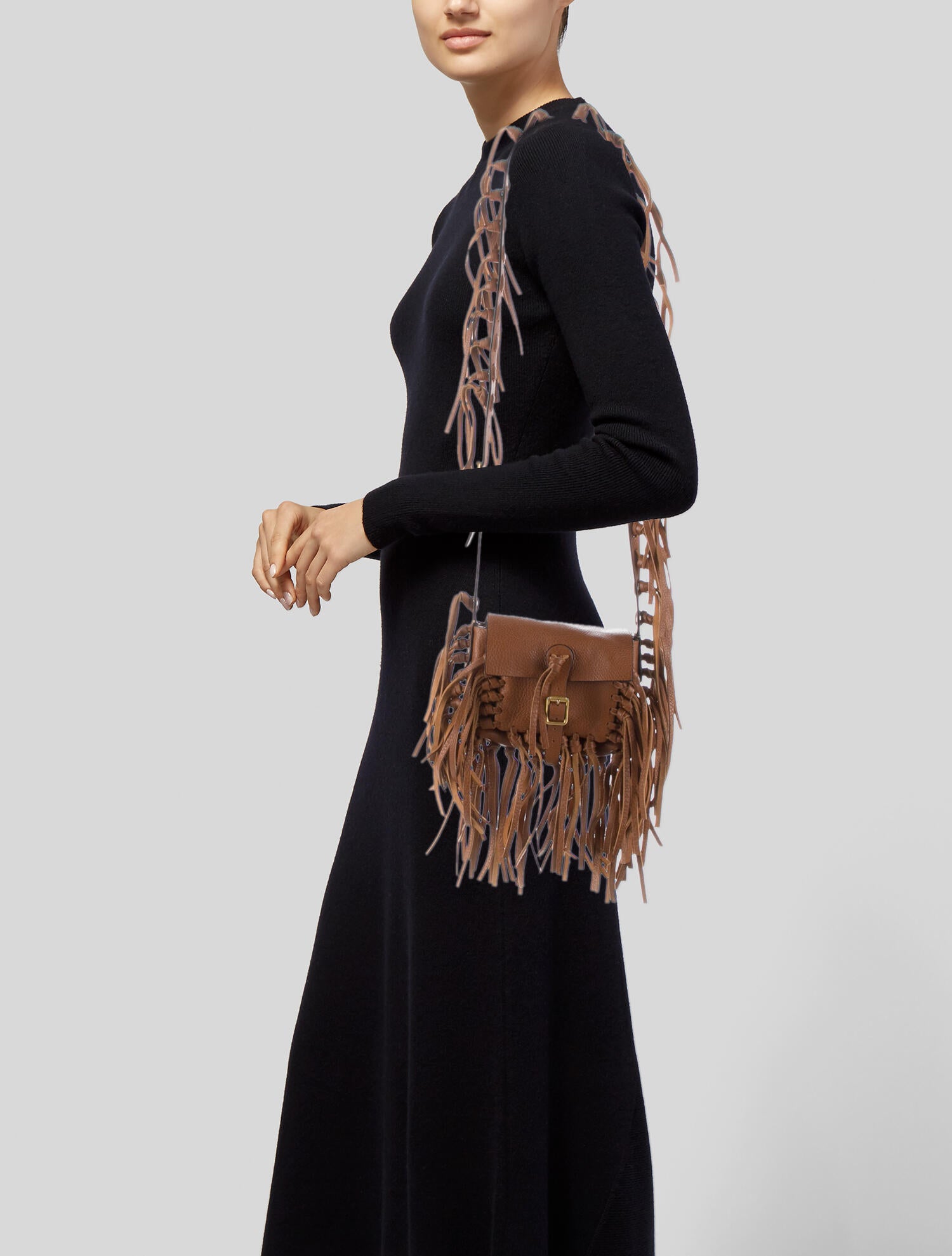 Valentino Leather Fringe Shoulder Bag Brown Shoulder Bags, Handbags