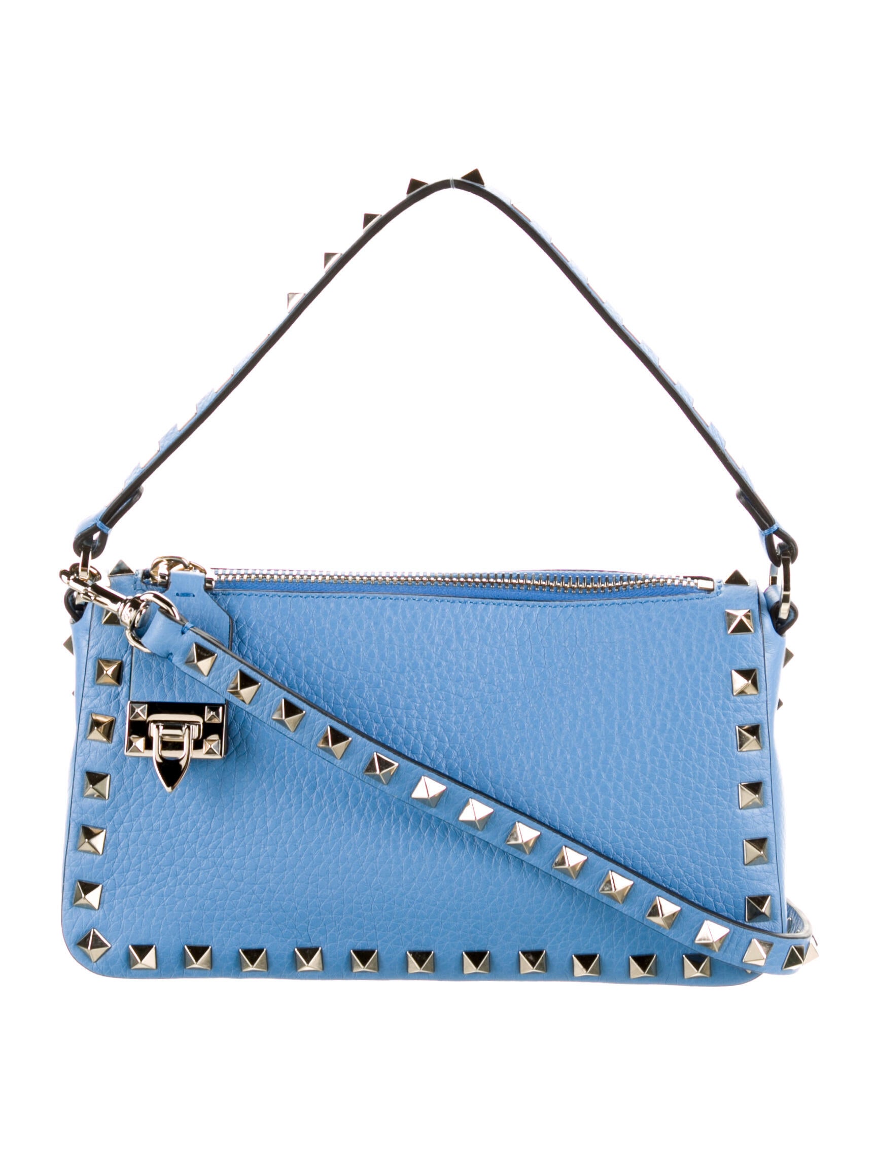 Valentino Rockstud Utilitarian Bag Blue Crossbody Bags, Handbags