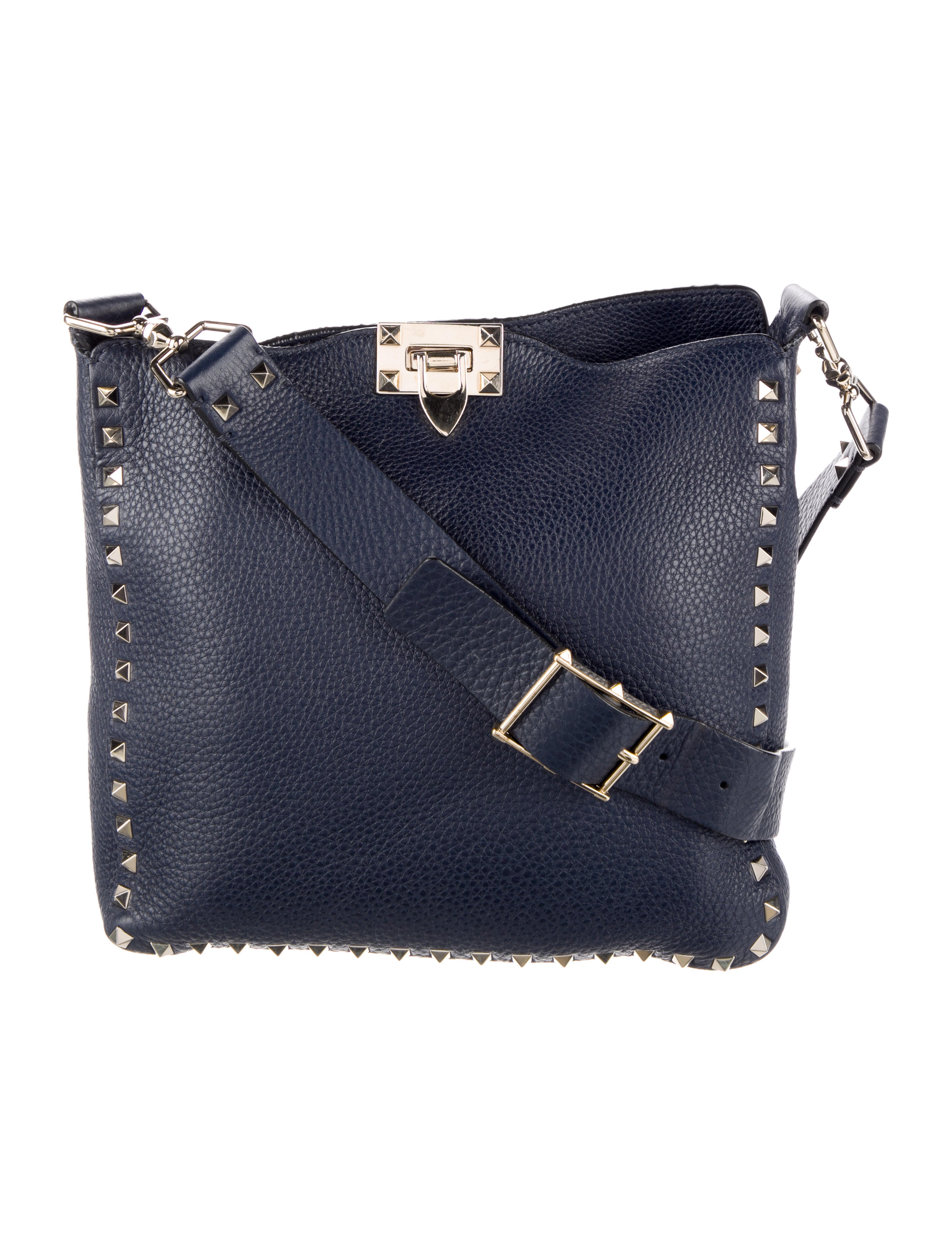 Valentino Rockstud Utilitarian Bag Blue Crossbody Bags, Handbags