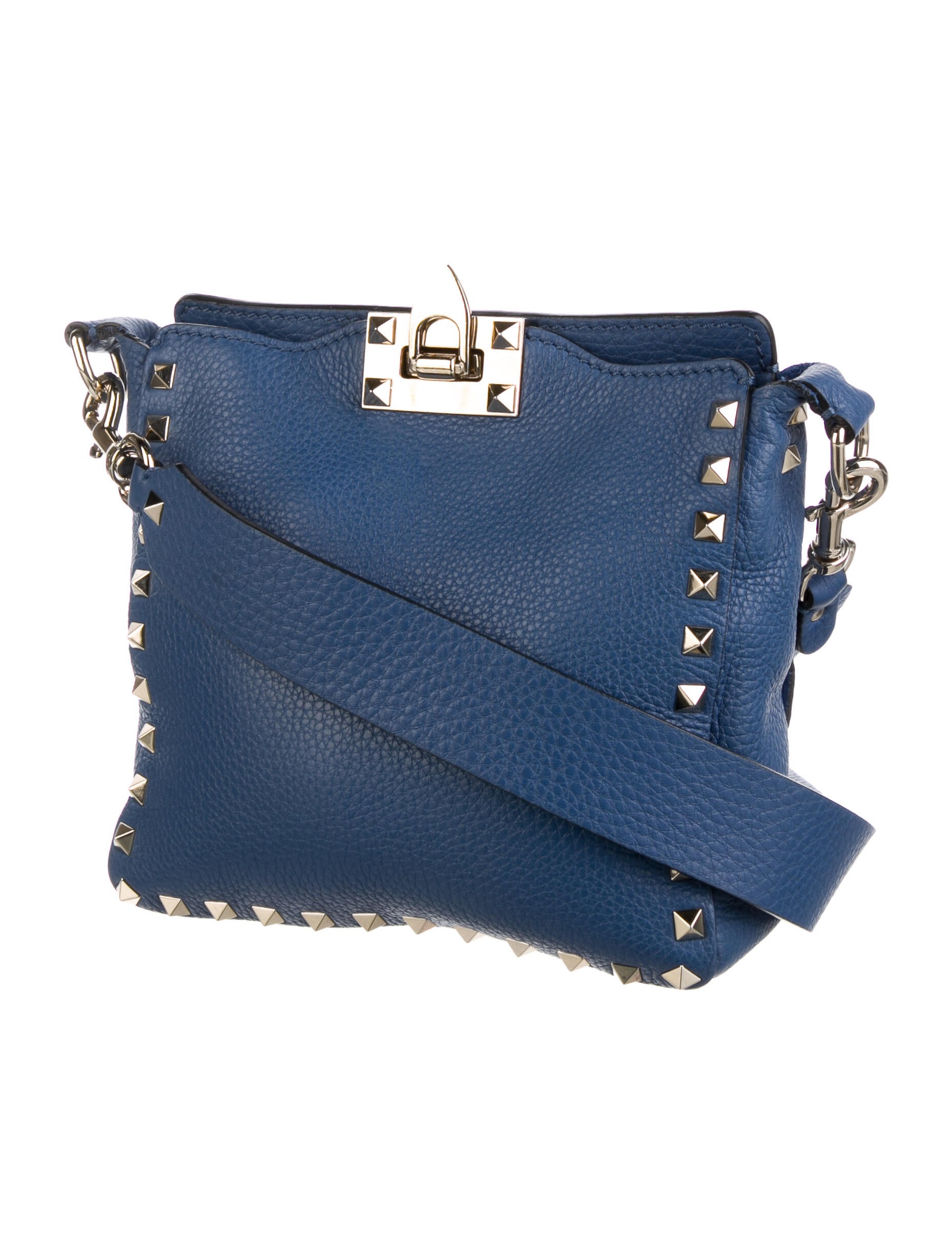 Valentino Rockstud Utilitarian Bag Blue Crossbody Bags, Handbags