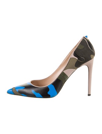 Valentino Leather Camouflage Print Pumps