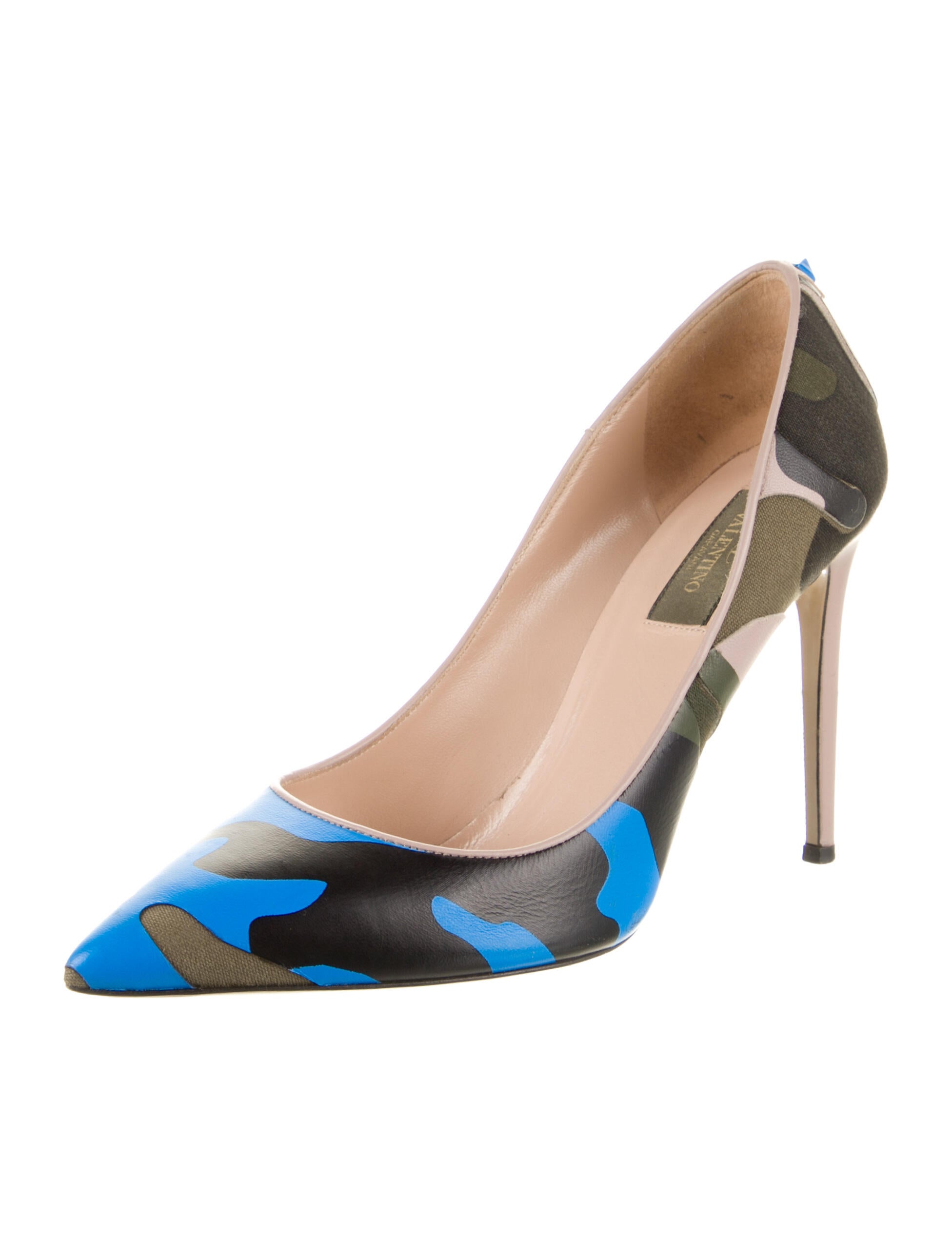 Valentino Leather Camouflage Print Pumps