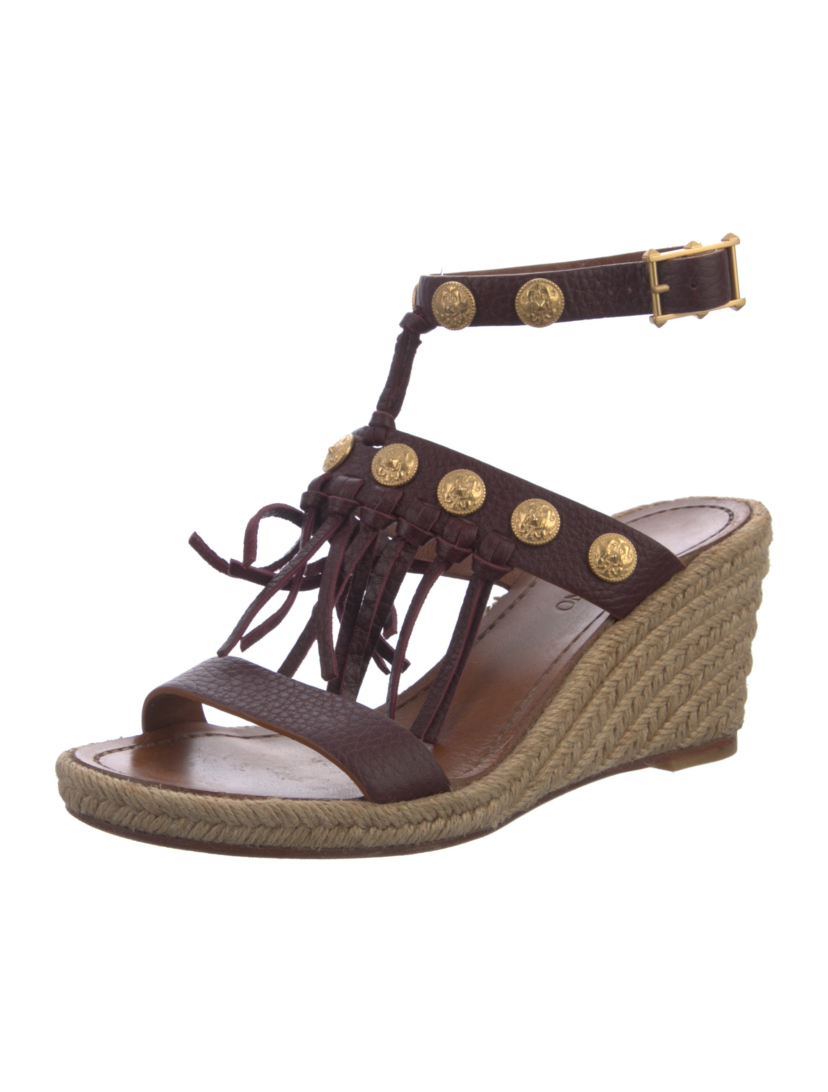 Valentino Leather Studded Accents Espadrilles