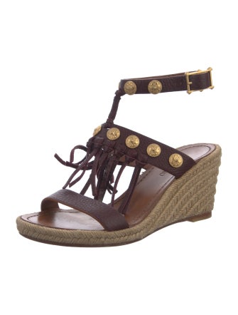 Valentino Leather Studded Accents Espadrilles