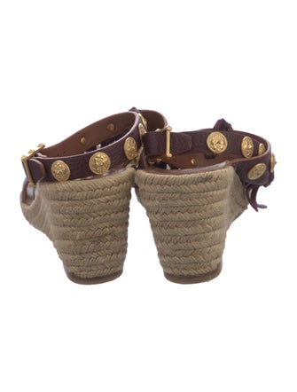 Valentino Leather Studded Accents Espadrilles