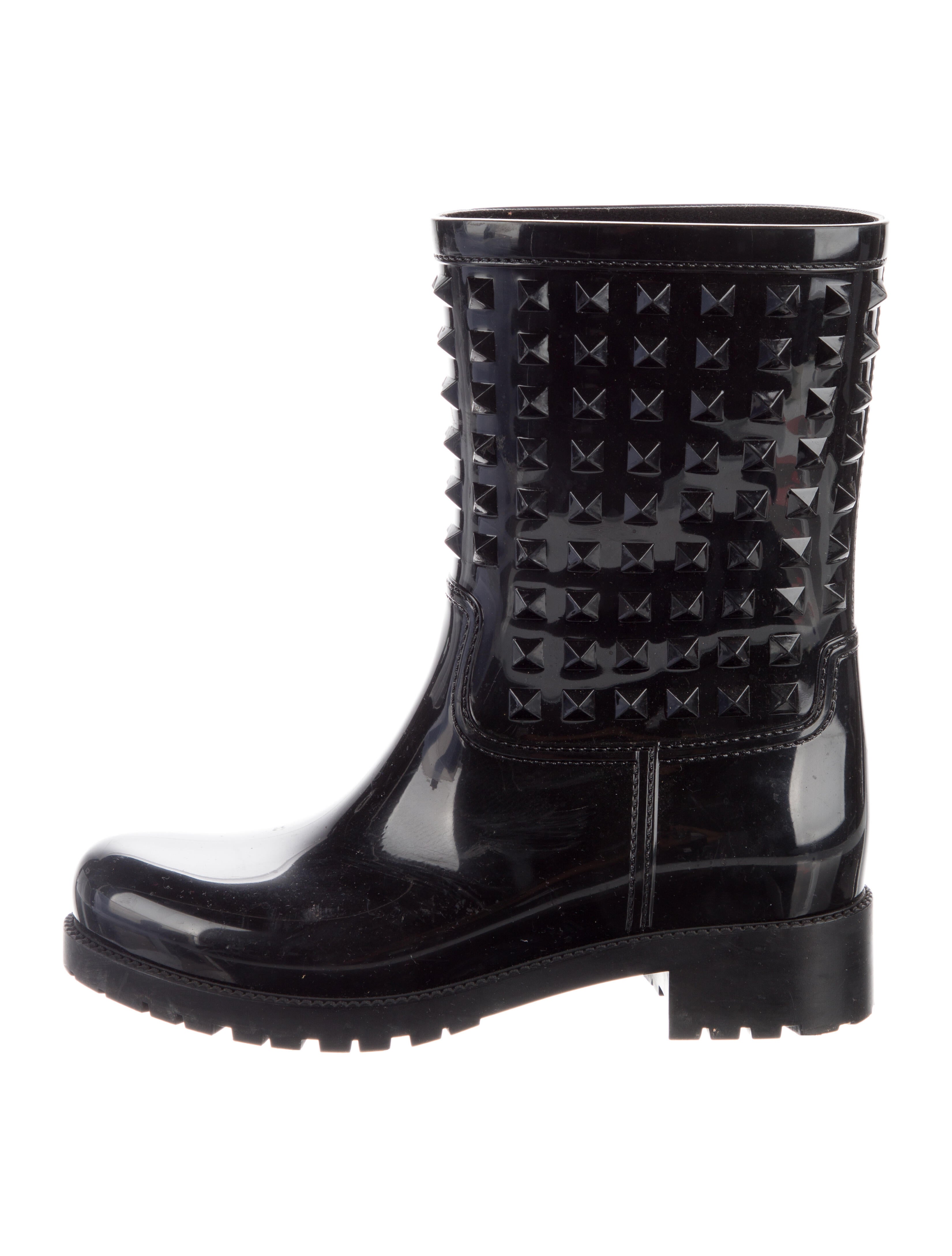Valentino Rockstud Accents Rubber Rain Boots