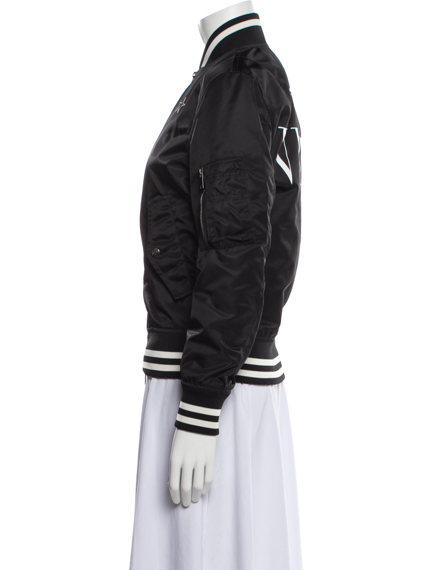 Valentino Striped Bomber Jacket w/ Tags Black Jackets, Clothing