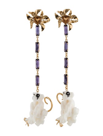 Valentino Resin & Crystal Monkey Drop Earrings