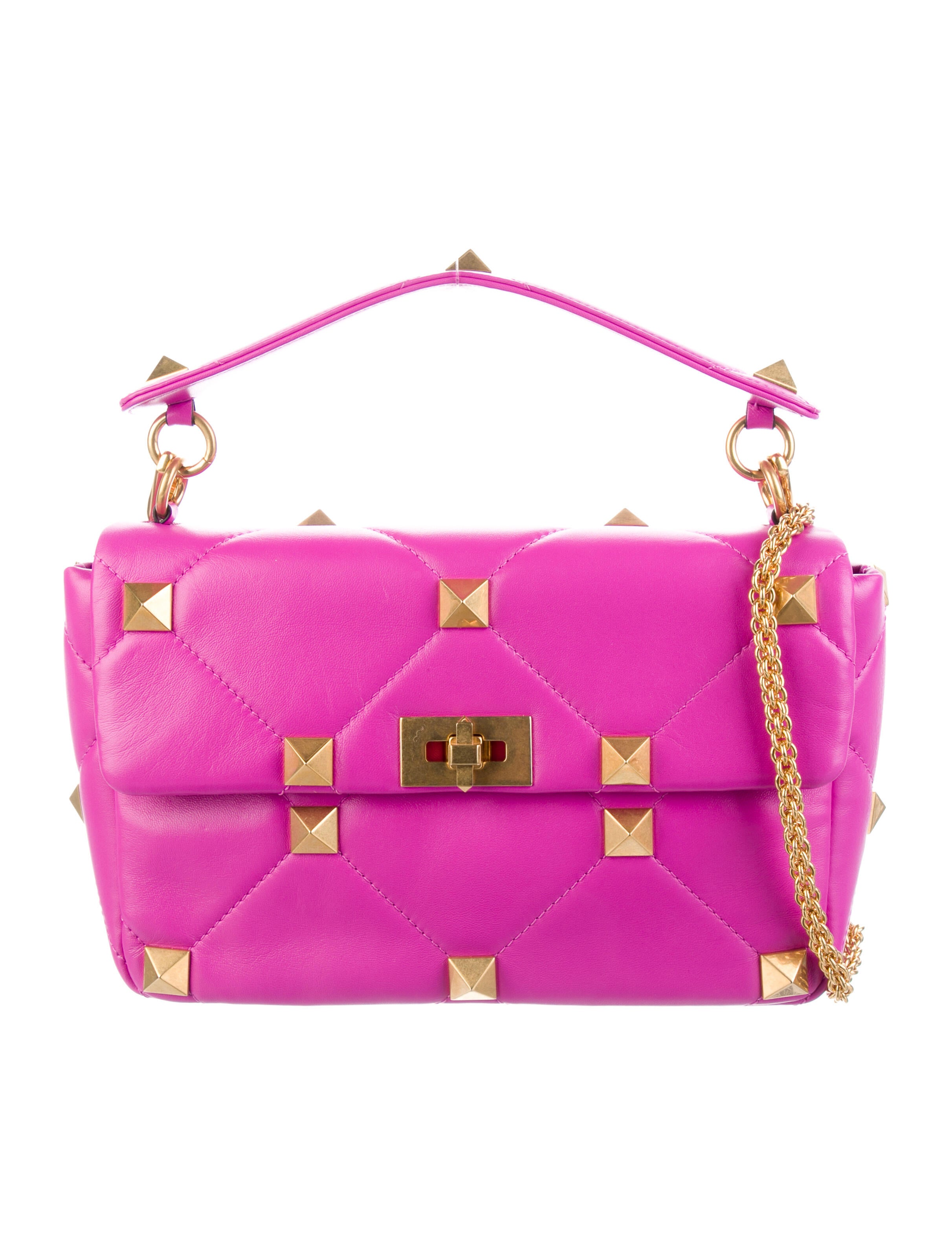 Valentino Leather Roman Stud Crossbody Bag Purple Crossbody Bags