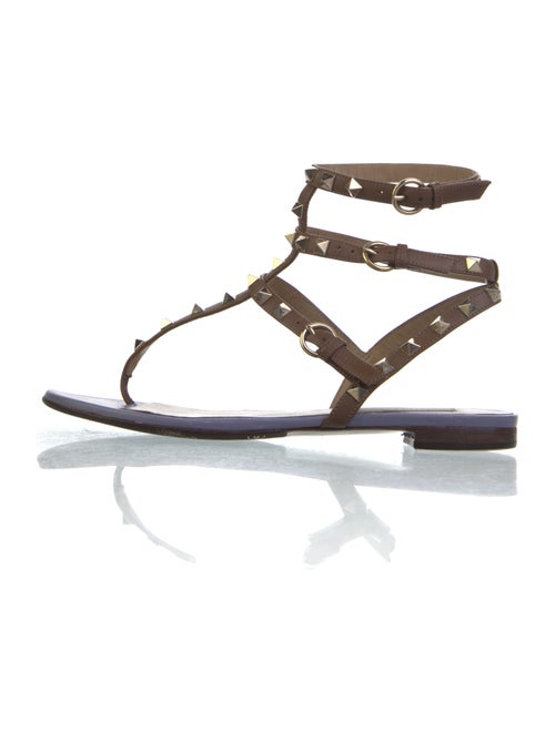 Valentino Leather Studded Accents Gladiator Sandals