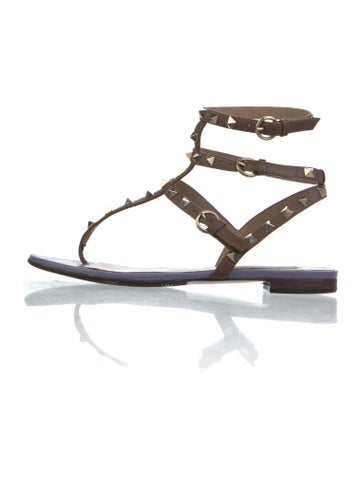 Valentino Sandals Leather Studded Accents Gladiator IT 37.5 | 7.5
