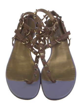 Valentino Leather Studded Accents Gladiator Sandals