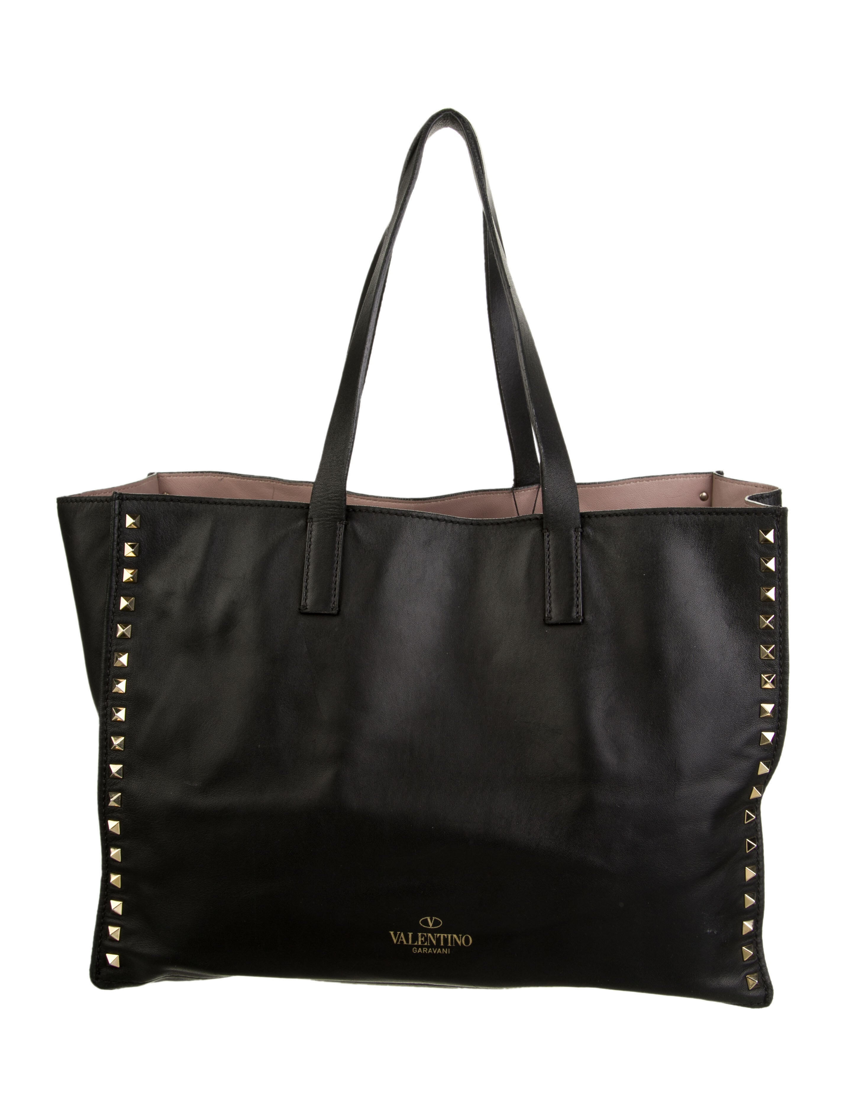 Valentino Rockstud Leather Tote Black Totes, Handbags VAL351561 The RealReal