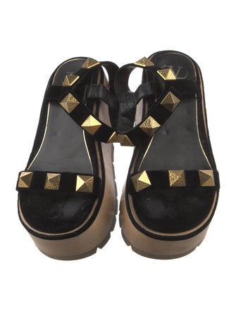 Valentino Suede Studded Accents Slingback Sandals